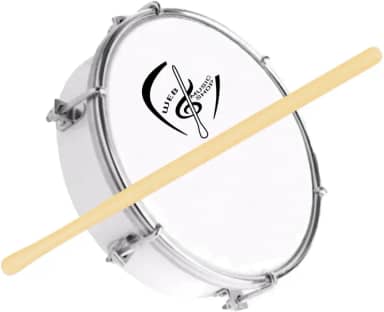 Tamborim 6 Pol. Abs Pele Leitosa C/Baqueta Madeira e Chave de Afinação - Web Music Shop (Branco)