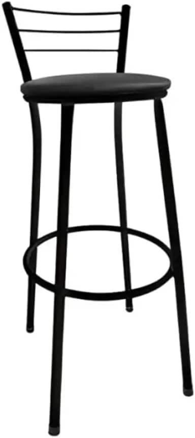 Banqueta de Bar Alta com Encosto - Para Cozinha Americana e Área de Lazer (Preto)