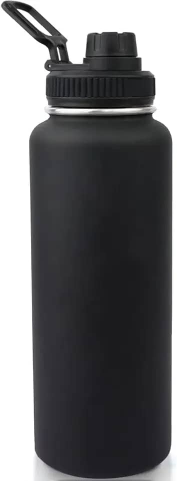 Garrafa Térmica Duplamente Isolada a Vácuo, 1200ml, Mantém Bebidas Quentes por 8 Horas e Geladas por 12 Horas (preto)