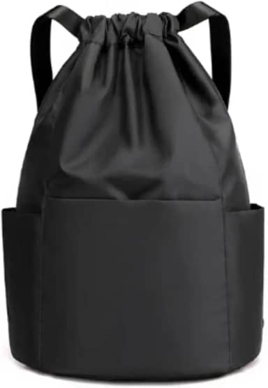 Mochila Saco Fechamento Em Cordão Mochila Academia Sacola Resistente À água Alça Ajustável Com Compartimento Marca Appari (Preto)