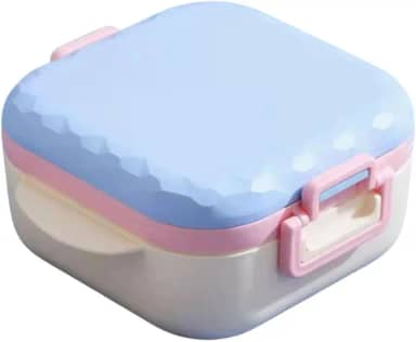 Marmita Candy Colors com Trava e Divisórias – Portátil, com Talheres Inclusos, BPA FREE (Rosa)