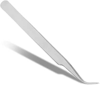 Pinças para extensão de cílios postiços – Pinças de ponta reta e curva, pinças profissionais de precisão de aço inoxidável (curvas)