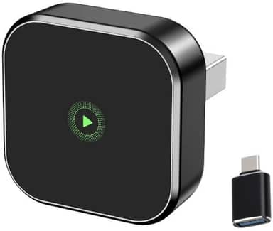 Adaptador Wireless CarPlay e Android Auto 2 em 1 (Versão 2025), Conversor de Cabo para Sem Fio, Dongle USB Mini de Liga de Alumínio, Plug & Play, Encaixe Angular Discreto, Sem Atrasos para Carros 2016