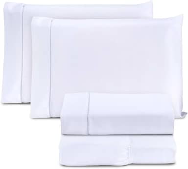 Jogo de Cama Casal Queen Percal 400 Fios Ponto Palito 04 Peças, Antiácaro, Não faz bolinha Toque Extra Macio (branco)