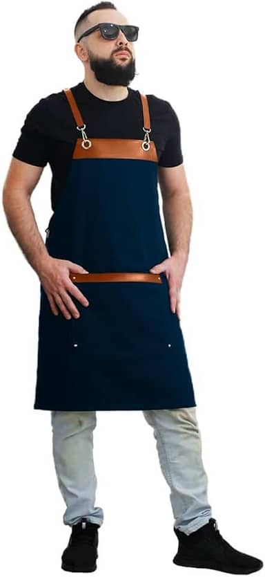 Avental de Churrasqueiro em Sarja, Masculino, Azul, para Cozinha e BBQ