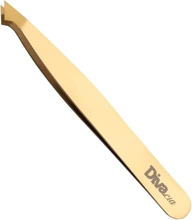 Pinça para Sobrancelhas Ponta Diagonal de Alta Precisão Profissional para Design de Sobrancelhas - Autoclavável - Dourada