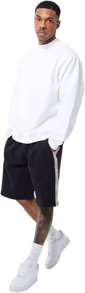 Blusa Moletom Gola Alta Oversized Masculino Quente Branco