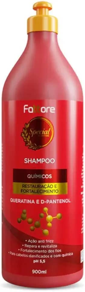 Shampoo Químicos Special By Fattore 900ml Limpeza Suave Reparação Profunda Hidratação Sem Ressecar Para Cabelos Quimicamente Tratados Danificados Progressiva Coloração Botox Descoloração Rendimento Profissional