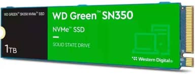 SSD WD Green SN350 1TB NVMe M.2 2280 (Leitura até 2400MB/s e Gravação até 1850MB/s)