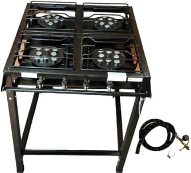 Fogão Industrial 4 Bocas Alta Pressão Preto c/Mang e Reg