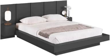 Cama Suspensa Casal Queen com Cabeceira e 2 Mesas de Cabeceira Cj075 200cm Grafite - Art In Móveis