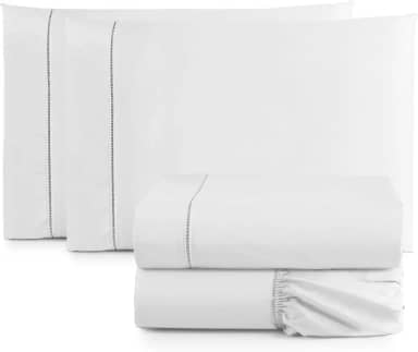 Jogo de Cama Casal King Size Percal 400 Fios Ponto Palito 04 Peças, Antiácaro, Não faz bolinha Toque Extra Macio (Branco)