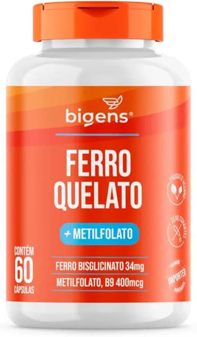 Ferro Quelato + Metilfolato - 60 Cápsulas - Bigens
