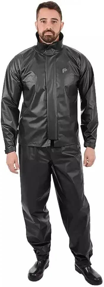 Conjunto Capa de chuva Motoqueiro Tamanho XG PVC 0,28mm Combate Com Gola Masculino Preto Pioneira - 2900-M-PRE-XG