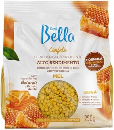 Cera Depilatória Confete Mel Alto Rendimento Depil Bella 250g, Cor: Incolor, Tamanho: Grande