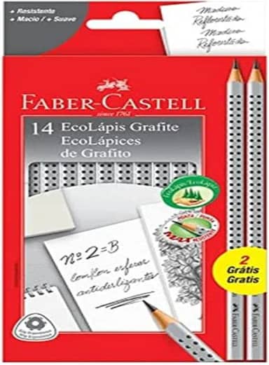 Lápis Grafite, Faber-Castell, 2001B/F, EcoLápis Grip, Cinza, 14 Unidades