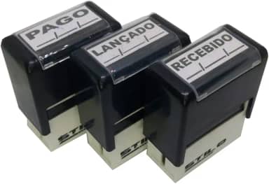 Kit 03 Carimbos Profissional - Pago - Lançado - Recebido