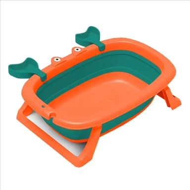 TOPAMIX Banheira para Bebê Infantil Retrátil Dobrável Modelo Caranguejo 28 Litros - 0 a 2 Anos de Idade (Laranja)