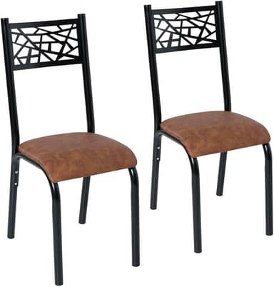 CONJUNTO 2 CADEIRAS COZINHA JANTAR CIPLAFE JADE TUBO PRETO FOSCO ASSENTO ESTOFADO