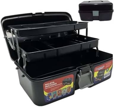 Maleta Organizadora com 2 Bandejas Multiuso para Pesca Tralha e Caixa de Ferramentas