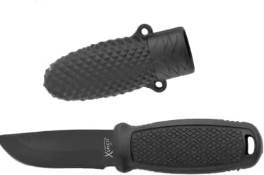 Faca de Pescoço Xingu - Lâmina Preta e Bainha Rígida - Aço Inoxidável - Atividades ao Ar Livre