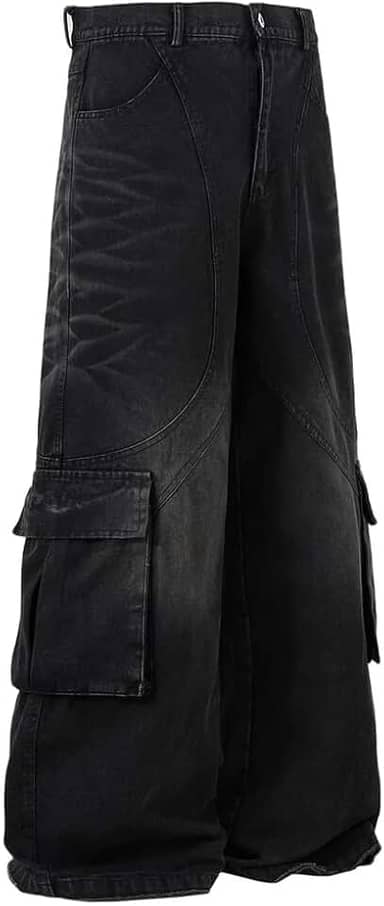 Streetwear Jeans Cargo Jeans Baggy Lavado Perna Larga Street Y2k Bolsos Calças