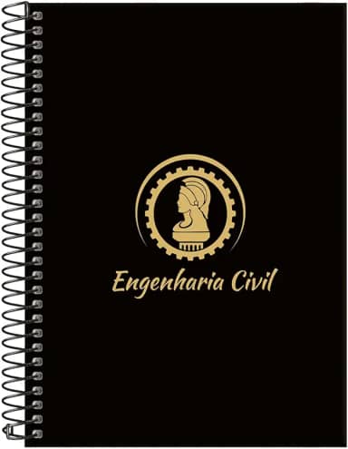 Caderno Colegial 10 Matérias Profissões Engenharia Civil (Preto e Gold)