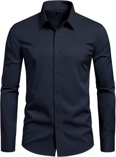 Camisa social masculina slim fit, sem rugas, formal, casamento, manga comprida, abotoada
