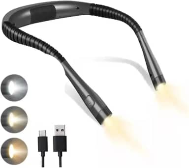 BEMMY Luz de Leitura Recarregável, Luz de Pescoço Dobrável com 3 Cores, Luminaria de Livro 1000mAh. A única Loja Autorizada 'Bemmy-BR'.