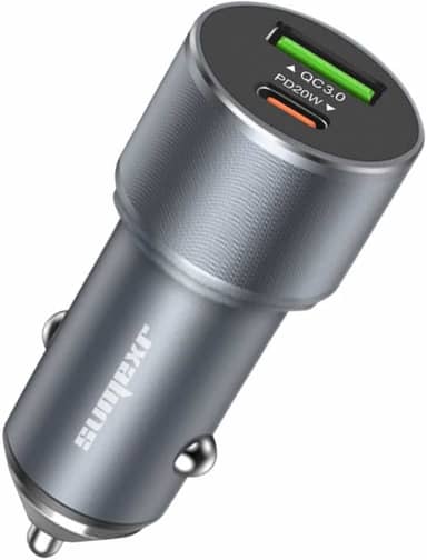 Carregador Veicular Turbo Entrada Dupla 38W PD + QC 3.0 Para Celular Iphone Samsung Xiaomi