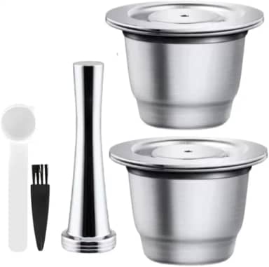 Cápsula Inox Reutilizável Kit 02 cápsula espresso + 1 Tamper, Cápsulas de café recarregáveis de aço inoxidável compativel com cafeteira - CITIZ C112 - CREATISTA PLUS - ESSENZA MINI C30 - INISSIA C40