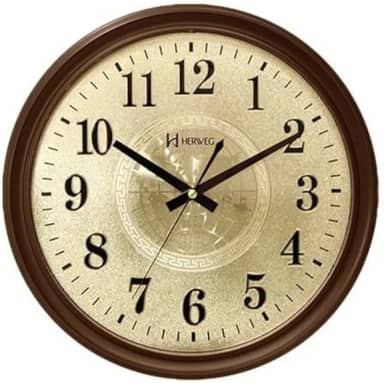 Relógio Parede Marrom Retrô 35 Cm Silencioso Herweg