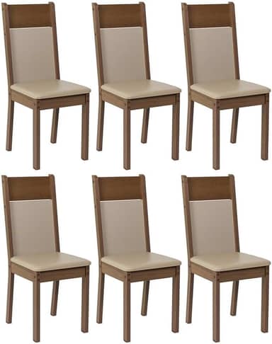 Kit 6 Cadeiras Rustic/crema/sintético Bege 4280 Madesa