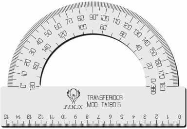 Transferidor Acrílico 180 15cm Transp Desenho Técnico Fenix
