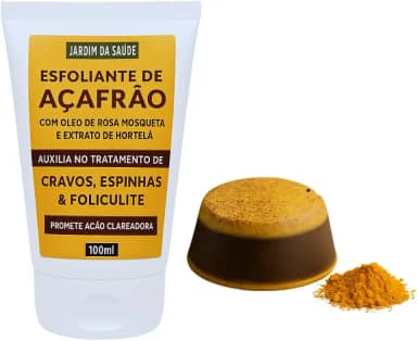 Kit Açafrão Creme Esfoliante + Sabonete | Clareador Natural, Antibacteriano e Renovador da Pele, Acene Espinhas