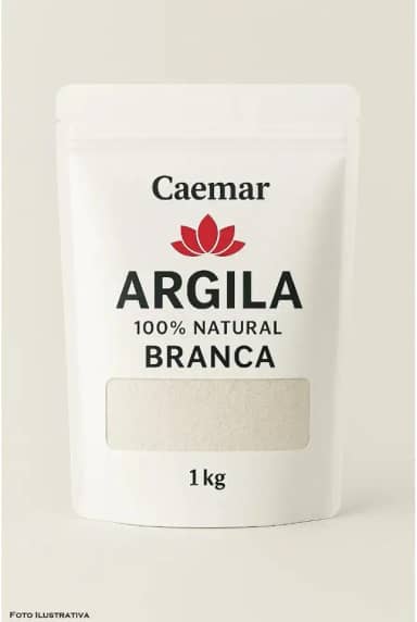 Argila 100% Natural - Branca, Cinza, Verde, Rosa, Amarela ou Vermelha - 1 kg Cor:Branca