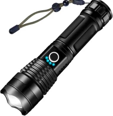 Lanterna Tática T9 Com Led Brilhante, Recarregável, Super Potente, Zoom Longo Alcance para Trilhas Acampamento Fazenda Caça Ocorrências Militares, Resistênte à Água.