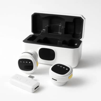 Microfone de Lapela Sem Fio Tipo C Kit Duplo com Case de Carregamento | Compatível com iPhone 15/16 Android USB-C e Notebooks | IA Antirruído | TikTok, Podcast, Gravações, Vídeo Aulas Online (Branco)