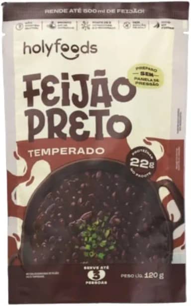 FEIJÃO PRETO TEMPERADO SEM PANELA DE PRESSÃO HOLYFOODS 120G