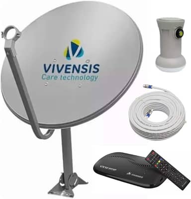 Kit Antena Nova Parabólica Ku Vivensis Digital Completa 100% Canais Livres Receptor Sat Full Hd LNBF Cabo 5g