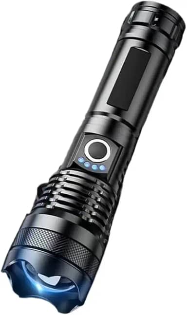 Lanterna Profissional P50 – Recarregável via USB, Super Brilho e Longo Alcance