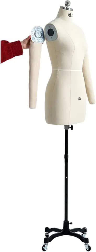 Formas de vestido feminino para costura, manequim de costura com braços, manequim plus size suporte sobre rodas para costura de roupas, costureiras de alfaiate manequim interessante (branco