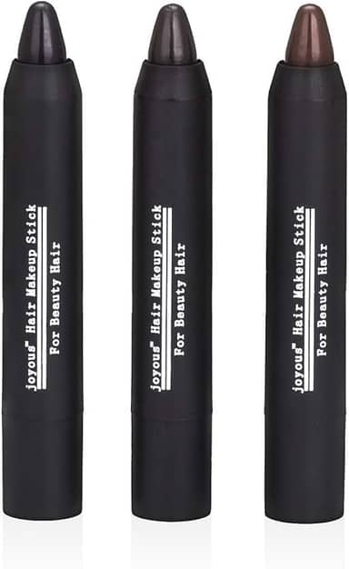 Joyous Canetas de giz de cabelo profissional para coloração temporária de cabelo, cor de cabelo não tóxica, capa de lápis de cor de cabelo branco (preto marrom escuro-café), pacote com 3