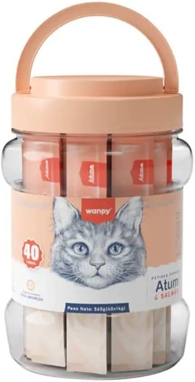 Wanpy Creamy Petisco Cremoso para Gatos, 40 Sachês, 560g, Sabores Sortidos