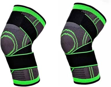 Kit com 2 Itens de Joelheira de Compressão Ajustável Antideslizante para Alívio de Dor e Suporte no Joelho – Ideal para Esportes, Corrida e Recuperação