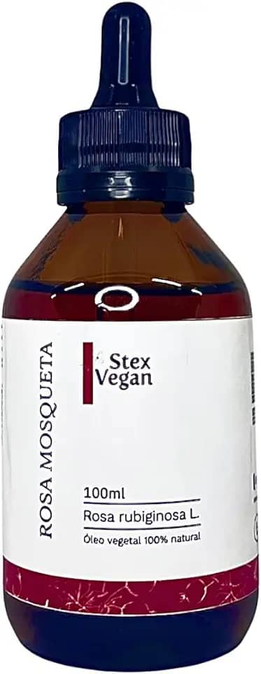 Óleo Vegetal de Rosa Mosqueta, Stex Vegan, 100% Puro e Natural - Elimina Manchas, Anti Estrias e Celulites (100mL Conta Gotas Vidro)