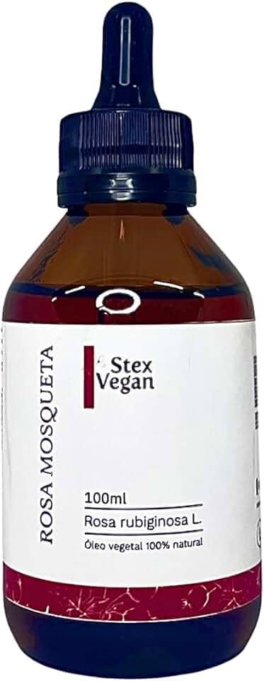 Óleo Vegetal de Rosa Mosqueta, Stex Vegan, 100% Puro e Natural - Elimina Manchas, Anti Estrias e Celulites (100mL Conta Gotas Vidro)