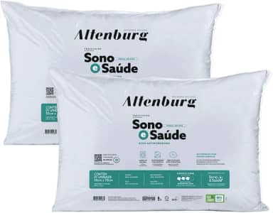 Kit 2 Travesseiros Altenburg Sono e Saúde, 50 x 70 cm, Suporte Firme, Branco