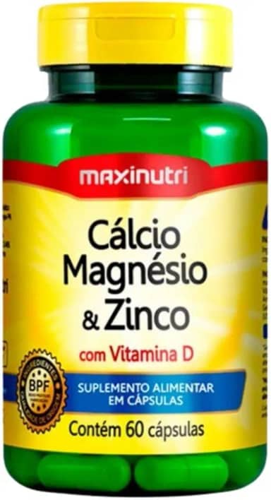 Cálcio, Magnésio e Zinco c/ Vit. D 600mg - 60 Cáps., Maxinutri