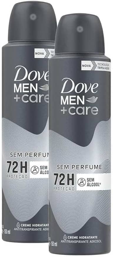 Kit 2 Desodorantes Dove Men+care Antitranspirante Aerossol Sem Perfume 150ml